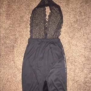 Halter faux Leather Dress